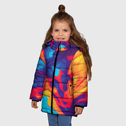 Куртка зимняя для девочки Пестрые красочные разводы, цвет: 3D-красный — фото 2