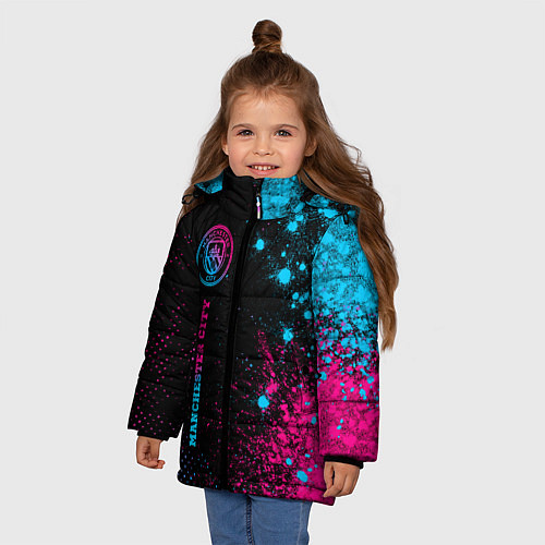 Зимняя куртка для девочки Manchester City - neon gradient: по-вертикали / 3D-Черный – фото 3