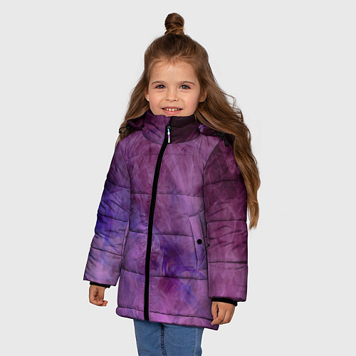 Зимняя куртка для девочки Сиреневый туман / 3D-Черный – фото 3