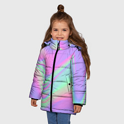 Куртка зимняя для девочки Цветные волны, цвет: 3D-красный — фото 2