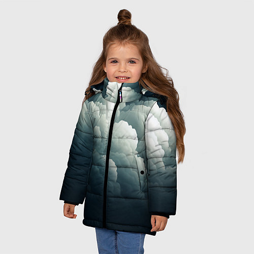 Зимняя куртка для девочки Темные тучи - иллюстрация / 3D-Черный – фото 3