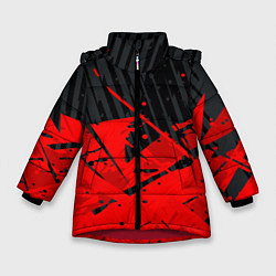 Зимняя куртка для девочки Красные брызги на черном фоне