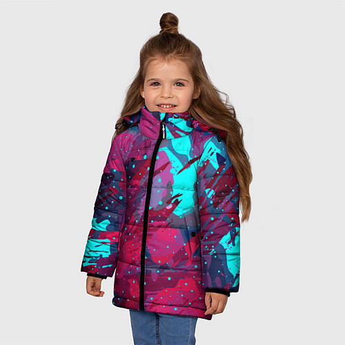 Зимняя куртка для девочки Смешанные краски / 3D-Черный – фото 3