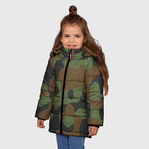 Зимняя куртка для девочки Камуфляж ВСР-93 крупный / 3D-Черный – фото 3