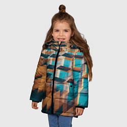 Куртка зимняя для девочки Абстрактное множество поверхностей разных цветов, цвет: 3D-красный — фото 2