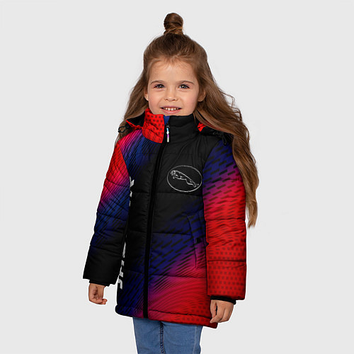 Зимняя куртка для девочки Jaguar красный карбон / 3D-Черный – фото 3