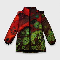 Зимняя куртка для девочки Абстрактные красный песок и зелёные камни