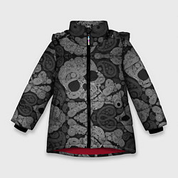 Куртка зимняя для девочки Абстрактные черепа пейсли, цвет: 3D-красный