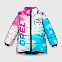 Зимняя куртка для девочки Opel neon gradient style: надпись, символ