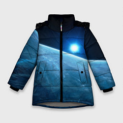 Зимняя куртка для девочки Яркая звезда над горизонтом - космос