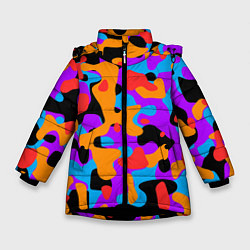 Куртка зимняя для девочки Абстракция - благородные цвета, цвет: 3D-черный