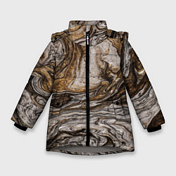 Куртка зимняя для девочки Золотистый мрамор, цвет: 3D-светло-серый