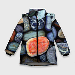 Куртка зимняя для девочки Цветные камушки, цвет: 3D-светло-серый