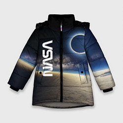 Зимняя куртка для девочки Солнечное затмение в открытом космосе