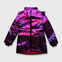 Куртка зимняя для девочки Мятая фольга в неоне, цвет: 3D-красный