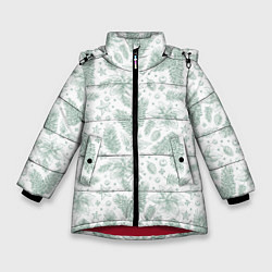 Куртка зимняя для девочки Шишки и веточки - Новый год, цвет: 3D-красный
