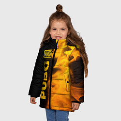 Куртка зимняя для девочки PUBG - gold gradient: по-вертикали, цвет: 3D-черный — фото 2