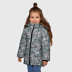 Куртка зимняя для девочки Кораблик бумажный на волнах, цвет: 3D-светло-серый — фото 2