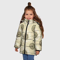 Куртка зимняя для девочки Винтажный компас, цвет: 3D-черный — фото 2
