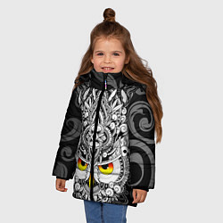 Куртка зимняя для девочки Сова с золотыми глазами, цвет: 3D-красный — фото 2