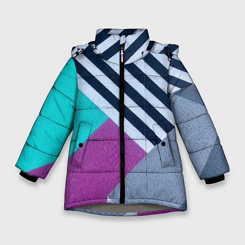 Зимняя куртка для девочки Разнообразные абстрактные паттерны / 3D-Светло-серый – фото 1