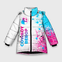 Куртка зимняя для девочки Cowboy Bebop neon gradient style: по-вертикали, цвет: 3D-черный