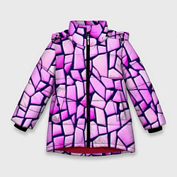 Куртка зимняя для девочки Абстрактная мозаика - паттерн, цвет: 3D-красный