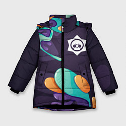 Куртка зимняя для девочки Brawl Stars graffity splash, цвет: 3D-черный
