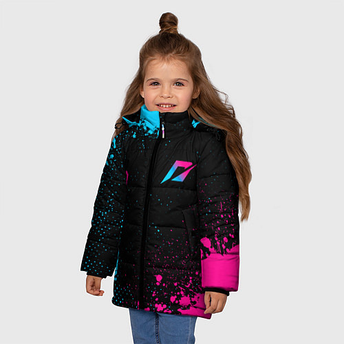 Зимняя куртка для девочки Need for Speed - neon gradient: надпись, символ / 3D-Черный – фото 3
