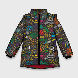 Куртка зимняя для девочки Шпаргалка по химии, цвет: 3D-красный