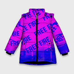 Зимняя куртка для девочки Free Fire glitch text effect: паттерн