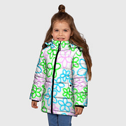 Куртка зимняя для девочки Цветочные узоры - паттерн, цвет: 3D-светло-серый — фото 2