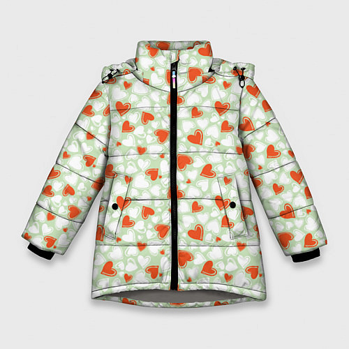 Зимняя куртка для девочки Сердце двуцветное / 3D-Светло-серый – фото 1
