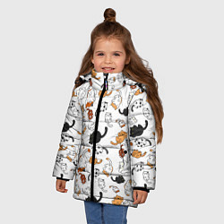 Куртка зимняя для девочки Вечеринка кошек, цвет: 3D-светло-серый — фото 2