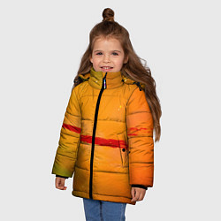 Куртка зимняя для девочки Оранжевый туман и красная краска, цвет: 3D-красный — фото 2