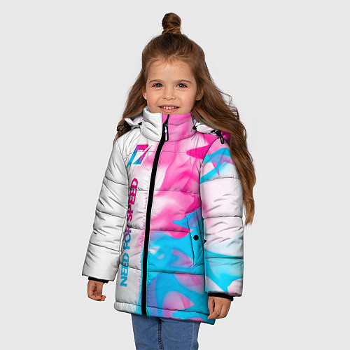 Зимняя куртка для девочки Need for Speed neon gradient style: по-вертикали / 3D-Черный – фото 3