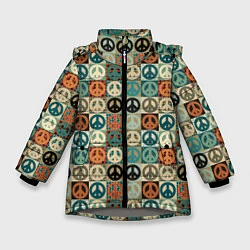 Куртка зимняя для девочки Peace symbol pattern, цвет: 3D-светло-серый