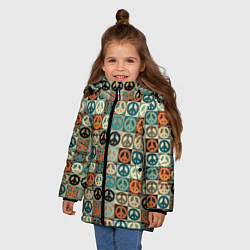 Куртка зимняя для девочки Peace symbol pattern, цвет: 3D-красный — фото 2