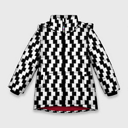 Куртка зимняя для девочки Оптическая иллюзия ровности полос, цвет: 3D-красный