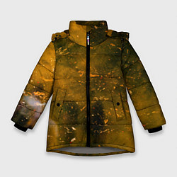 Куртка зимняя для девочки Чёрный туман и золотые краски, цвет: 3D-светло-серый
