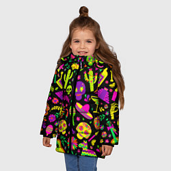Куртка зимняя для девочки Mexican motifs, цвет: 3D-черный — фото 2