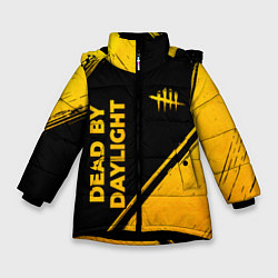 Зимняя куртка для девочки Dead by Daylight - gold gradient: надпись, символ