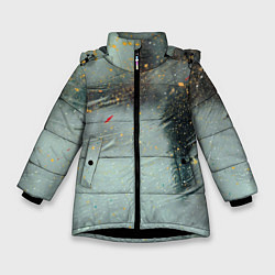 Куртка зимняя для девочки Абстрактная зима и краски, цвет: 3D-черный