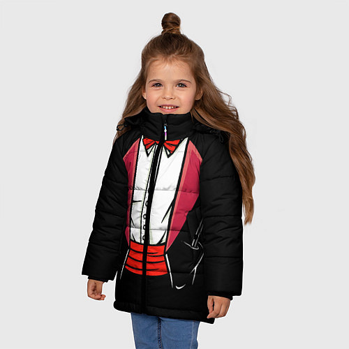 Зимняя куртка для девочки Костюм фокусника с бабочкой и волшебной палочкой / 3D-Светло-серый – фото 3