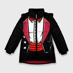 Куртка зимняя для девочки Костюм фокусника с бабочкой и волшебной палочкой, цвет: 3D-красный
