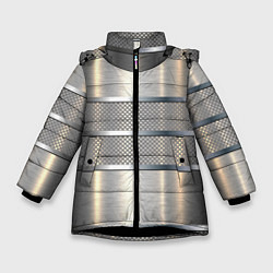 Зимняя куртка для девочки Металлические полосы - текстура алюминия