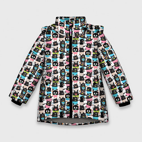 Зимняя куртка для девочки Весёлые монстрики с соской / 3D-Светло-серый – фото 1