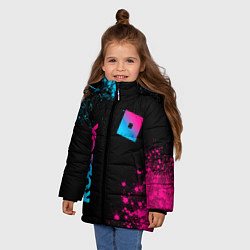 Куртка зимняя для девочки Roblox - neon gradient: надпись, символ, цвет: 3D-черный — фото 2