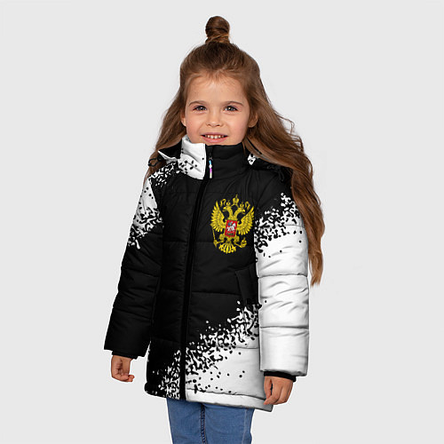 Зимняя куртка для девочки Администратор из России и герб РФ: надпись, символ / 3D-Черный – фото 3
