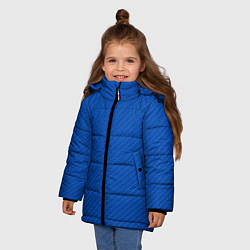 Куртка зимняя для девочки Плетёная синяя ткань - паттерн, цвет: 3D-черный — фото 2